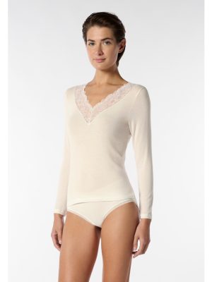 Oroblu lace t-shirt Ivory Perfect line Cashmere VOBT67430 M