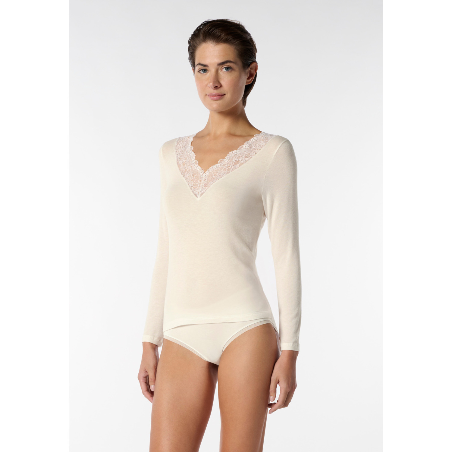 Oroblu lace t-shirt Ivory Perfect line Cashmere VOBT67430 M